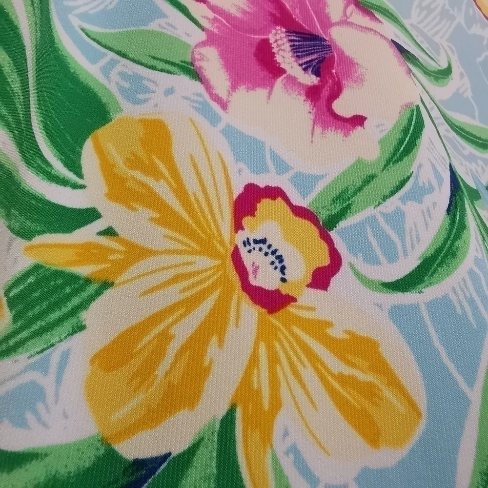 NWT Cappagallo Women’s Medium Erika Ice Blue Floral Dress Tropical Lightweight - Picture 10 of 14